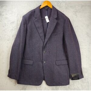 NWT Banana Republic Woven Linen Blend Blazer Blue Tailored Fit Sport Jacket 46R